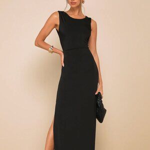 Significant Allure Black Slinky Knit Ruched Maxi Dress